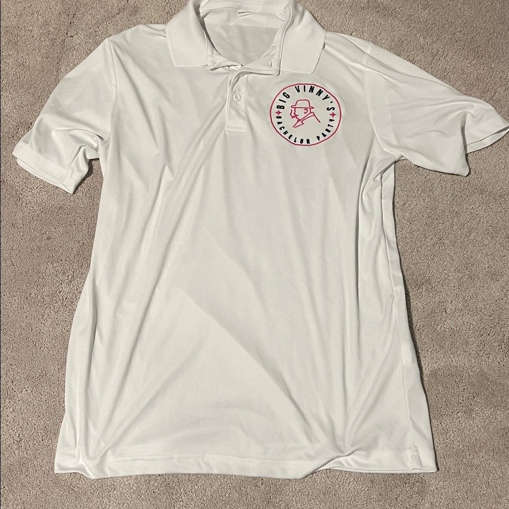 white size medium Sport-tek collared bachelor party button down shirt